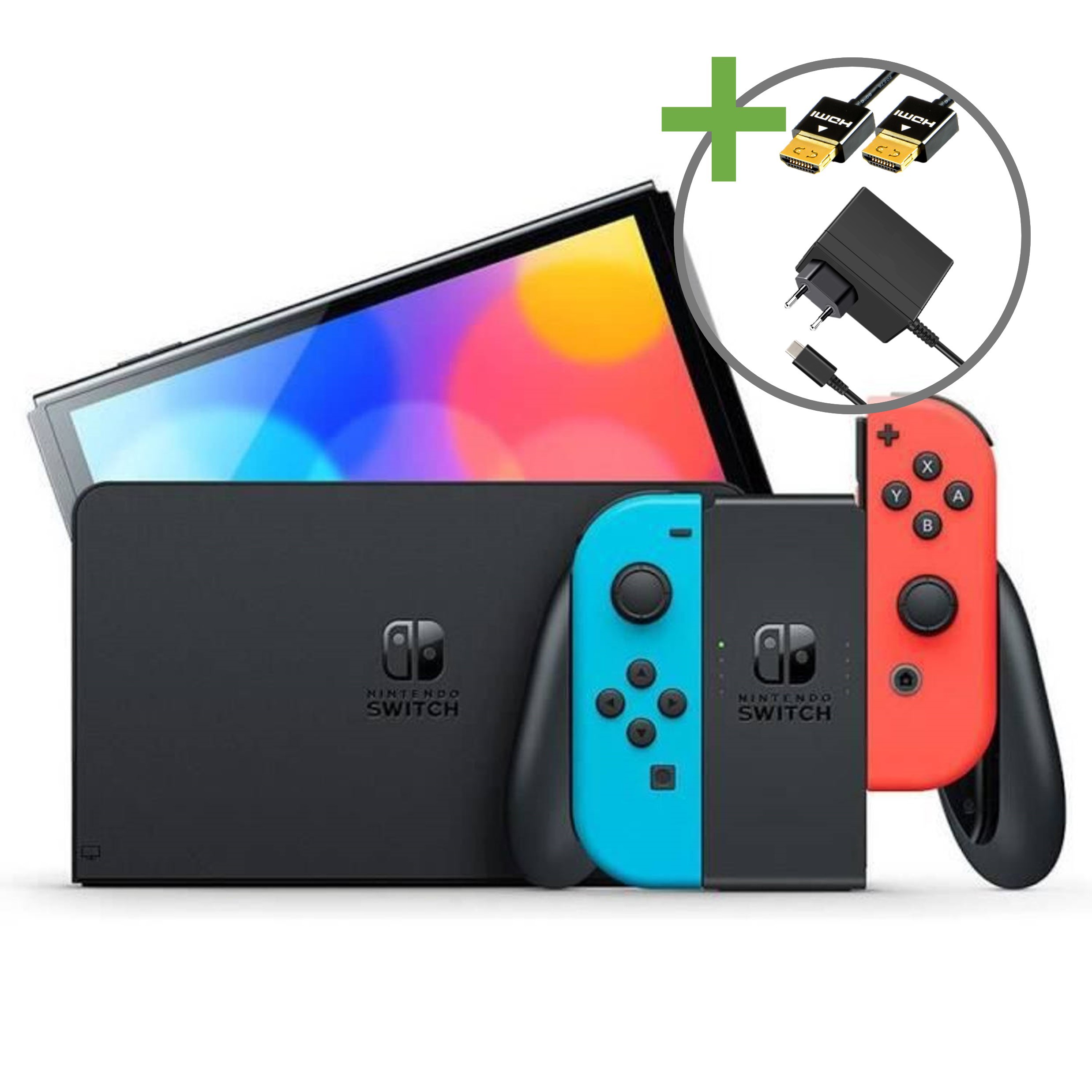 Nintendo Switch Console OLED Starter Pack - Red/Blue